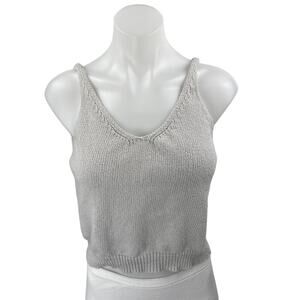 One Grey Day Women's Gray Sleeveless Knit Cami Camisole Crop Tank Top Size S